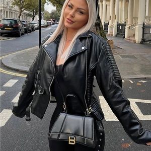 Fashion Nova Faux Leather Motorcycle Jacket Large